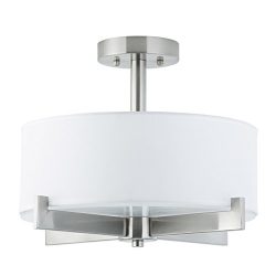 Allegro Semi Flush Mount Ceiling Light – Brushed Nickel – Glass Diffuser – Lin ...