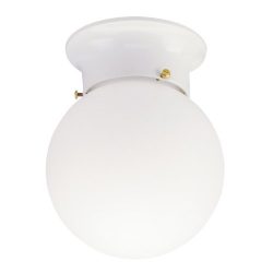 Westinghouse 6660700 One-Light Flush-Mount Interior Ceiling Fixture, White Finish with White Gla ...