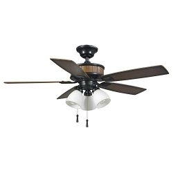 Hampton Bay Riverwalk 42 in. Indoor/Outdoor Natural Iron Ceiling Fan with Light Kit and Shatter  ...