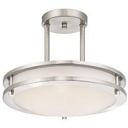 LB72131 LED Semi Flush Mount Ceiling Fixture, Antique Brushed Nickel Finish, 4000K Cool White, 1 ...