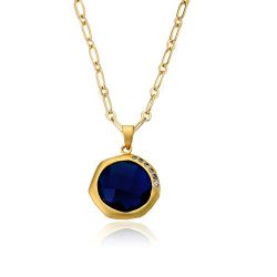 Riccova “City Lights” Satin 14k Gold-Plated Cubic Zirconia Multi-Faceted Blue Stone  ...