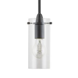 Effimero Small Hanging Pendant Light – Black w/ Clear Glass – Linea di Liara LL-P311-BLK