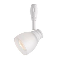 Hampton Bay White Flex Track Lighting Head with Frosted Glass Shade