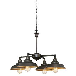 6345000 Iron Hill Four-Light Indoor Chandelier/Semi-Flush Ceiling Fixture, Oil Rubbed Bronze Fin ...