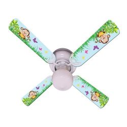 Ceiling Fan Designers Ceiling Fan, Baby Monkey Mischief With Banana, 42″