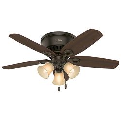 Hunter 51091 42″ Builder Low Profile New Ceiling Fan with Light, Bronze