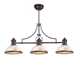 Elk 66435-3 Chadwick 3-Light Billiard Light, 47-Inch, Oiled Bronze With Cappa Shell