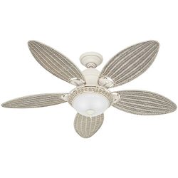 Hunter Fan Company 54094 Caribbean Breeze 54-Inch Textured Ceiling Fan with Five Cream Wicker Bl ...