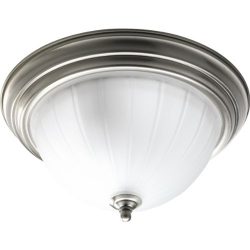 Progress Lighting P3817-09 2-Light Close-To-Ceiling with Etched Ribbed Glass, Brushed Nickel