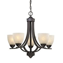 5-Light Chandelier with Alabaster Glass in Bronze