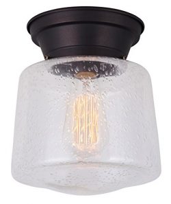 CANARM IFM623A08ORB Ltd Mill 1 Light Flush Mount Seeded Glass, Oil Rubbed Bronze