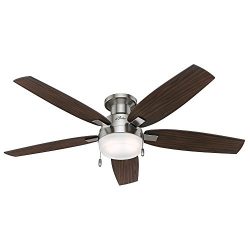 Hunter 52 in. Low Profile Contemporary Ceiling Fan with LED Light in Brushed Nickel (Certified R ...