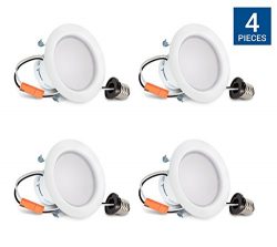 Hyperikon 4 Inch LED Downlight, Dimmable, 9W (65W Equivalent), Retrofit LED Recessed Fixture, 30 ...