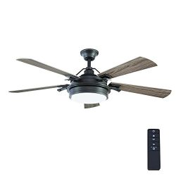 Westerleigh 54 in. Integrated LED Indoor/Outdoor Natural Iron Ceiling Fan with Light Kit and Rem ...