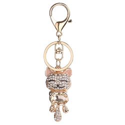 Awakingdemi Cute Kitten Cat Charming Bling Crystals Rhinestone Metal Keychain Key Ring Handbag C ...