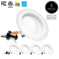 (4 Pack) 4-inch LED Downlight Trim, Dimmable, 10.5W (75W Replacement), 700 Lm, EASY INSTALLATION ...