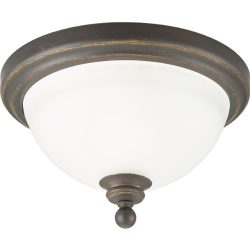 Progress Lighting P3311-20 1-Light Close-To-Ceiling Fixture with White Etched Glass, Antique Bronze