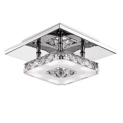 Fuloon 12W Modern Crystal LED Ceiling Light Pendant Flush Lamp Stainless Steel Chandelier Decor  ...