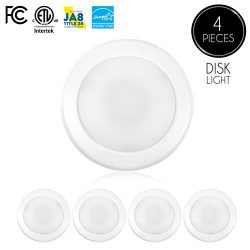 (4-Pack)- 5/6” Dimmable LED Disk Light Flush Mount Ceiling Fixture, 15W (120W Replacement), 5000 ...