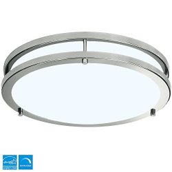 LB72162 12-Inch LED Flush Mount Ceiling Light, Antique Brushed Nickel, 5000K Daylight, 1050 Lume ...