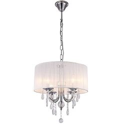 LightInTheBox White Brushed Drum Fabric Crystal Chandelier Pendent Light Ceiling Lighting Fixtur ...