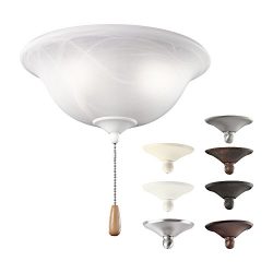 Kichler Lighting 338506MUL All-In-One 3LT Ceiling Fan Light Kit, White Alabaster Swirl Glass Shade