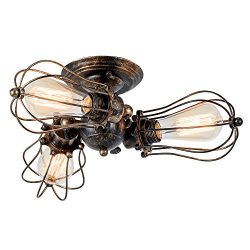 Vintage Ceiling Light Industrial Rotatable Semi-Flush Mount Ceiling Light Metal Lamp Fixtures Pa ...