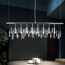 Modern K9 Crystal Pendant Light E12 Ceiling Lighting Drop Chandelier Lamp 40″ Hanging Ligh ...