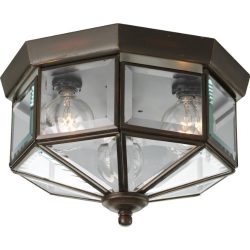 Progress Lighting P5788-20 Octagonal Close-To-Ceiling Fixture with Clear Bound Beveled Glass, An ...