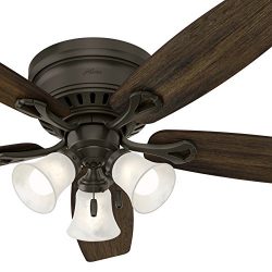 Hunter 52″ Bronze Traditional Ceiling Fan with Swirled Marble glass Light Kit (Certified R ...