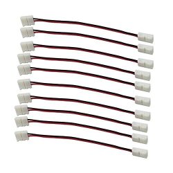 LightingWill 10pcs/Pack Strip to Strip with Wire Solderless Snap Down 2Pin Conductor LED Strip C ...