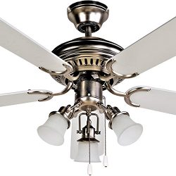 FJ- WORLD L42019 Beautiful white ceiling fan with 42″ blades,3 lights and free remote