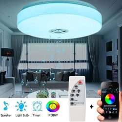 LED Ceiling Light with Bluetooth Speaker Music Sync RGBW Colour Changing 24W (APP+Remote Controller)