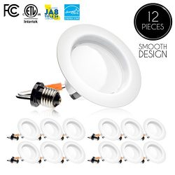 (12 Pack) 4-inch LED Downlight Trim, Dimmable, 10.5W (75W Replacement), 700 Lm, EASY INSTALLATIO ...