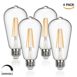 Vintage LED Edison Bulbs 60 Watt Equivalent 6W Dimmable LED Filament Light Bulb 600 Lumen Soft W ...