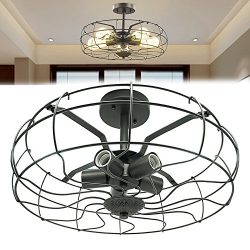 Industrial Vintage Lighting Ceiling Chandelier 5 Lights Semi Flush Mount Oil Rubbed Bronze Light ...