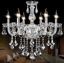 SUN-E Maple Leaf Shape K9 Crystal Candle Chandeliers Lighting 6Lights Bathroom Pendant Ceiling L ...