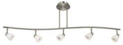 Cal Lighting SL-954-5-BS/WH Track Lighting with White Glass Shades, Brushed Steel Finish