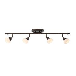 WAC Lighting TK-48536-AB Monterrey LED 5 Light Fixture Fixed Rail, One Size, Opal/Antique Bronze