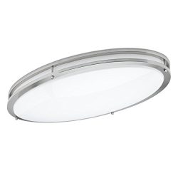 Green Beam 32 Inch Dimmable Brushed Nickel Oval Design LED Ceiling Mount Light Fixture, 4300 Lum ...