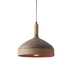 Light Society Thomas Pendant Light, Rustic Brown with Jute Detailing, Vintage Farmhouse Lighting ...