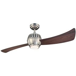 Westinghouse 7852400 Sparta One-Light 52-Inch Two-Blade Indoor Ceiling Fan, Brushed Nickel with  ...