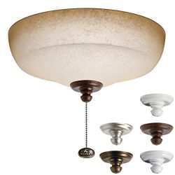 Kichler Lighting 338153MUL Universal Fluorescent Large Bowl 3LT Ceiling Fan Light Kit, Pine Bark ...