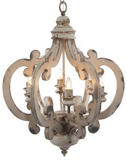 A&B Home Wood and Metal Chandelier, 20.5″ x 18″ x 24″