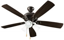 Hyperikon Indoor Ceiling Fan with Pull Chain, 42-inch Wood Ceiling Fan – Brown Fixture wit ...