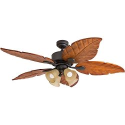 Prominence Home 41301-01 Royal Palm Tropical Ceiling Fan with Remote Control, Hand-Carved Wooden ...