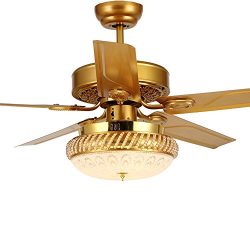 Andersonlight Gold Iron Ceiling Fan Living Room Modern Style Remote Control Intelligent Light Ch ...