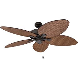 Prominence Home 80013-01 Palm Island Tropical Ceiling Fan, Palm Leaf Blades, Indoor/Outdoor, 52  ...