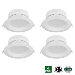 Hykolity 4″ LED Recessed Ceiling Light Dimmable Downlight With Junction Box 10W [60W Equiv ...