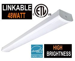 48W Linkable LED Wraparound Flushmount Light 4ft,led shop light,4000Lumens 5000K, ETL and Energy ...